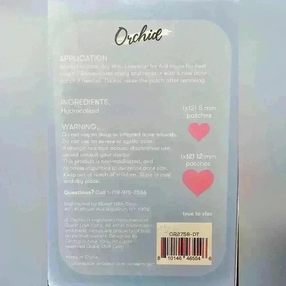 Orchid Acne Patches, heat shaped, multi size, 24 count - Picture 2 of 3